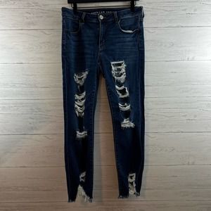American Eagle Distressed Crop Jegging Jeans Size 14